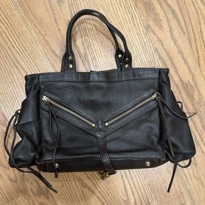 Botkier genuine leather tassel purse handbag bag hobo boho dark brown EUC